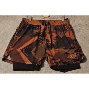 All American Roughneck AAR HWMF 2-in-1 Training Shorts Mens 2XL Camo Brown 5.5in